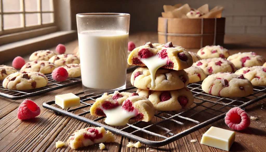 a stack of cookies with a glass of milk