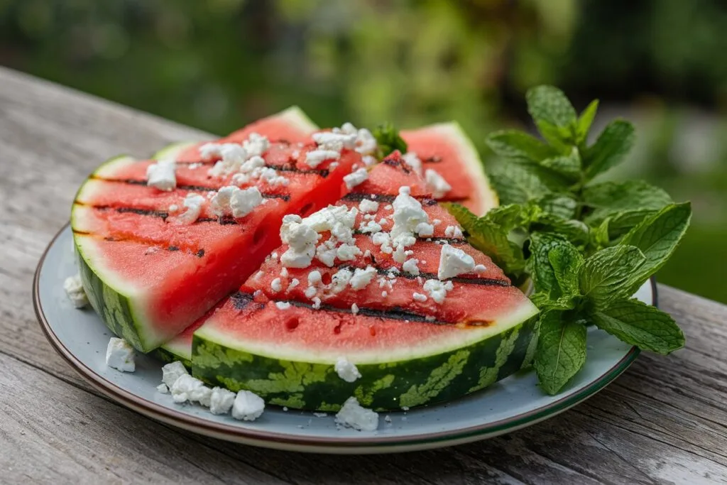 Grilled Watermelon Salad with Feta and Mint