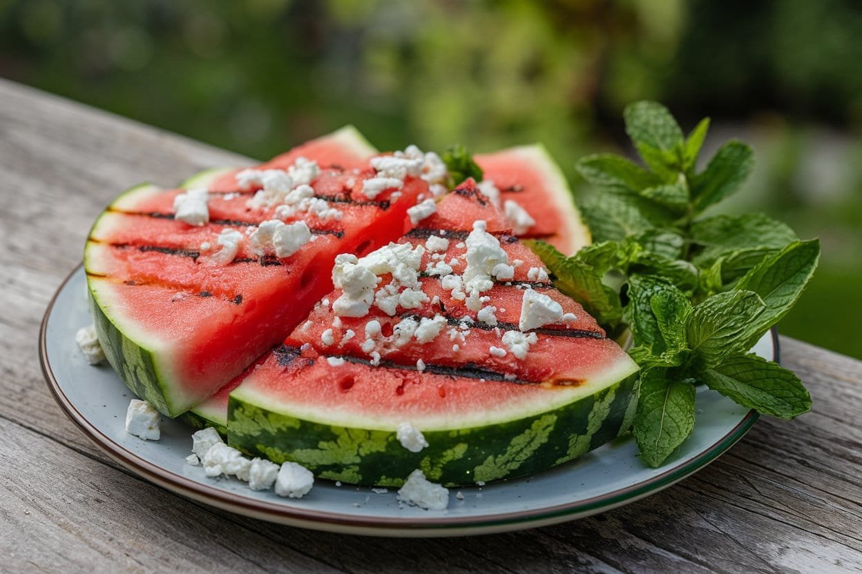 Grilled Watermelon Salad with Feta and Mint