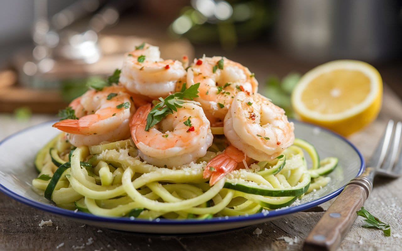Low-Carb Zucchini Noodles with Lemon Garlic Shrimp