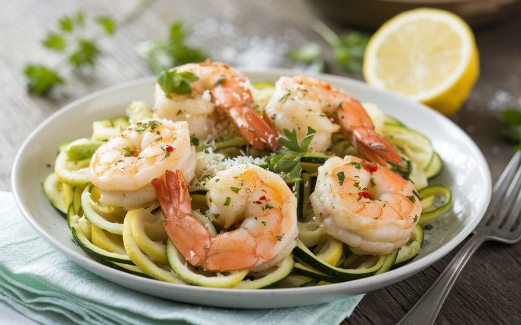 Zucchini Noodles with Lemon Garlic Shrimp